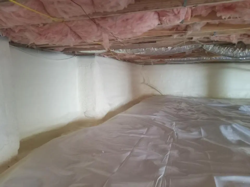 Crawl space encapsulation with closed-cell spray foam for Attic Insulation in Goshen